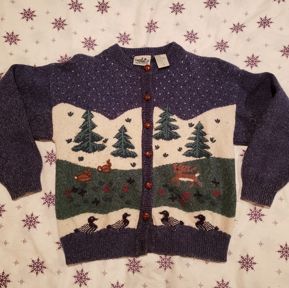 Northern Reflections vintage forest 80s sweater - Picture 2 of 4